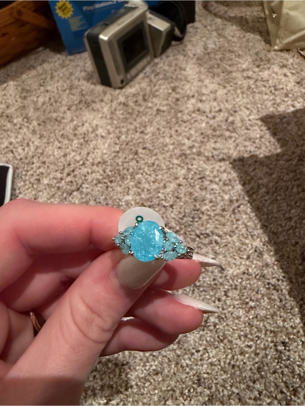 Blue Crystal Cluster Cocktail Ring - Women Jewelry